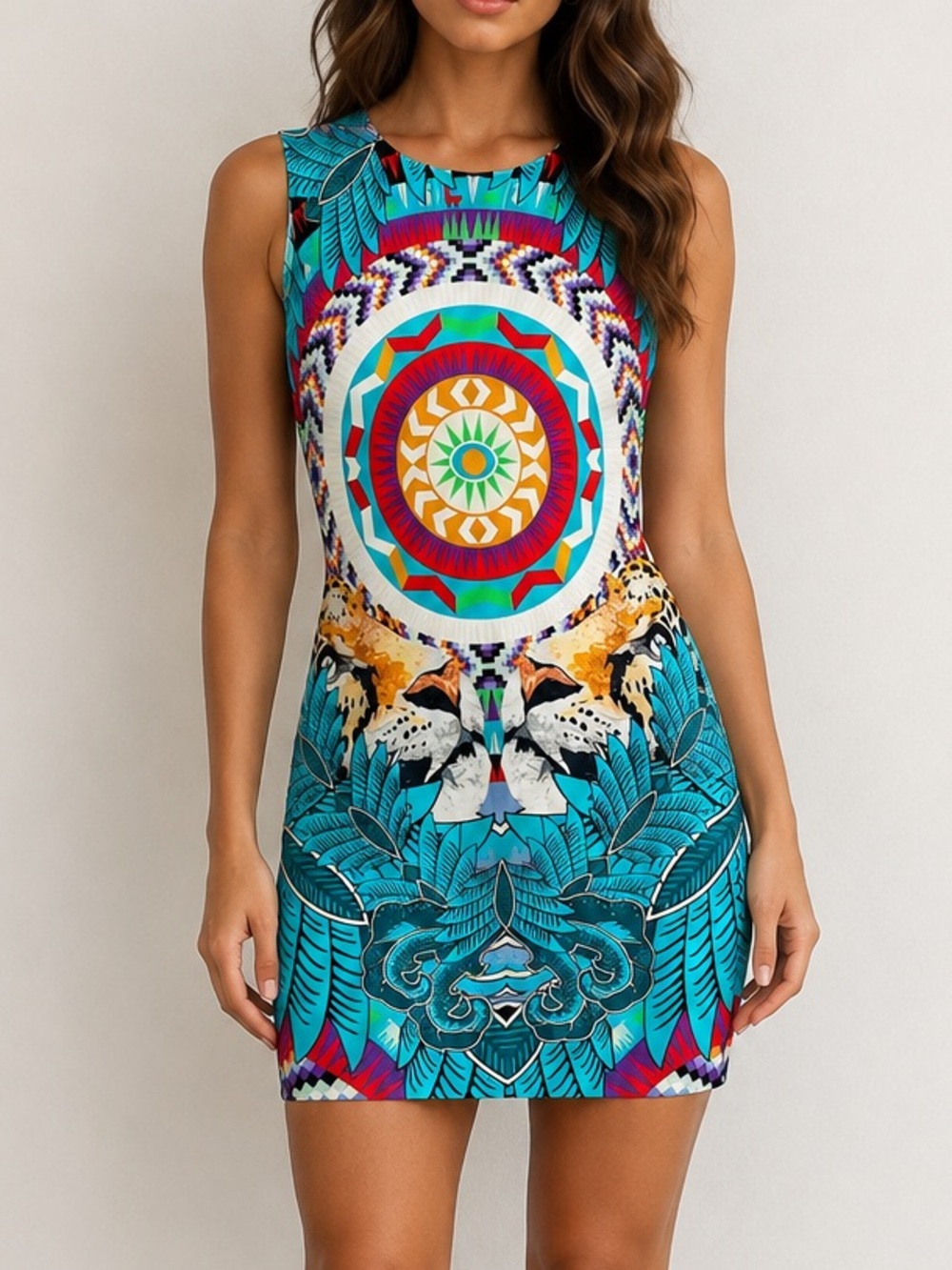 Mara Hoffman Jungle Trip Tribal Kaleidoscope Animal Print Bodycon Mini Dress